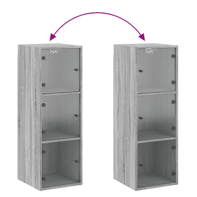 Harmaa seinäkaappi Pava 35x37x100cm (lasiovilla sonoma)