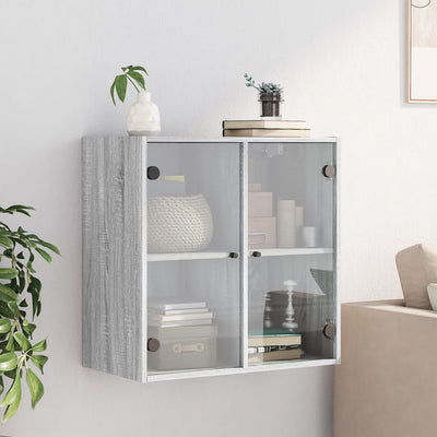 Seinäkaappi lasiovilla harmaa Sonoma 68x37x68,5 cm