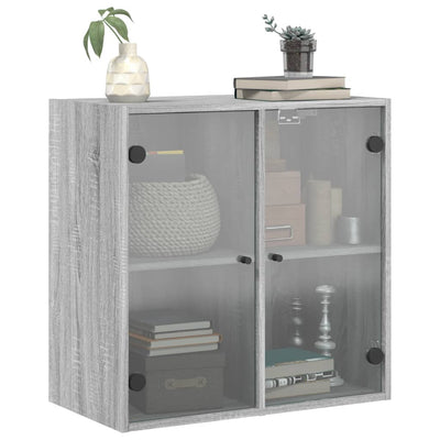 Seinäkaappi lasiovilla harmaa Sonoma 68x37x68,5 cm