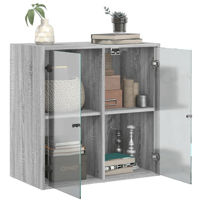 Seinäkaappi lasiovilla harmaa Sonoma 68x37x68,5 cm