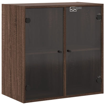 Seinäkaappi lasiovilla ruskea tammi 68x37x68,5 cm