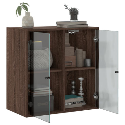 Seinäkaappi lasiovilla ruskea tammi 68x37x68,5 cm