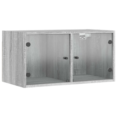 Harmaa seinäkaapit lasiovilla Crystal 68,5x37x35cm (2 kpl sonoma)
