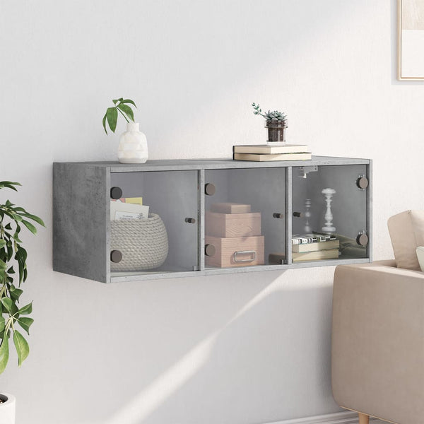 Seinäkaappi lasiovilla betoninharmaa 102x37x35 cm