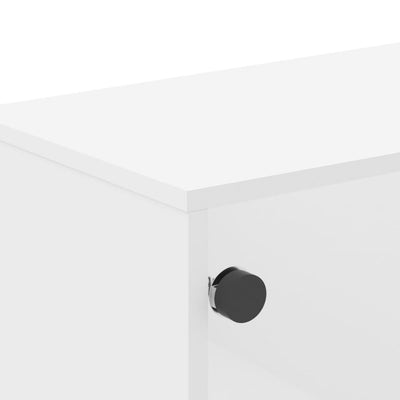 TV-taso lasiovilla valkoinen 102x37x50 cm