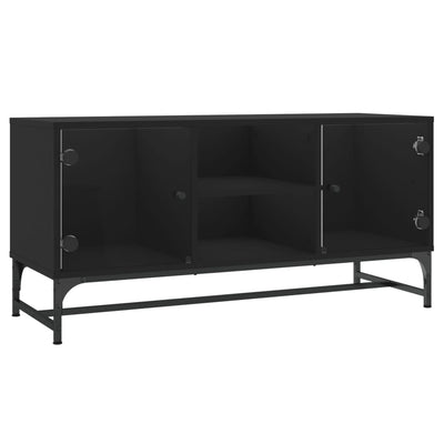 TV-taso lasiovilla musta 102x37x50 cm