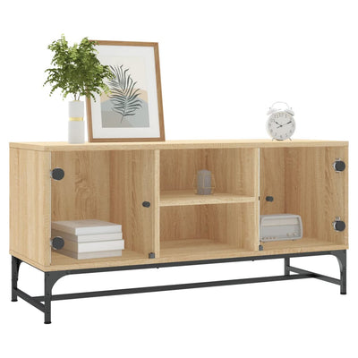 TV-taso lasiovilla Sonoma-tammi 102x37x50 cm