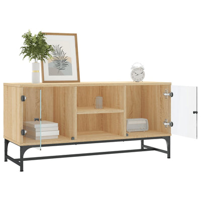 TV-taso lasiovilla Sonoma-tammi 102x37x50 cm