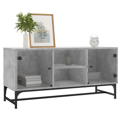 TV-taso lasiovilla betoninharmaa 102x37x50 cm