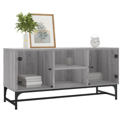 TV-taso lasiovilla harmaa Sonoma 102x37x50 cm