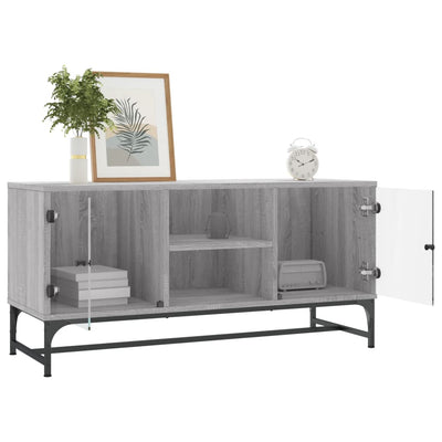 TV-taso lasiovilla harmaa Sonoma 102x37x50 cm