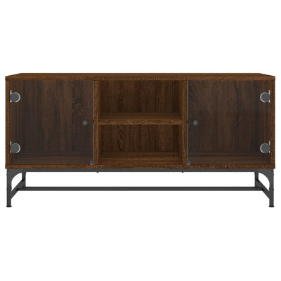 TV-taso lasiovilla ruskea tammi 102x37x50 cm
