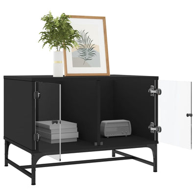 Musta sohvapöytä Iliesiu 68,5x50x50cm (lasiovilla)