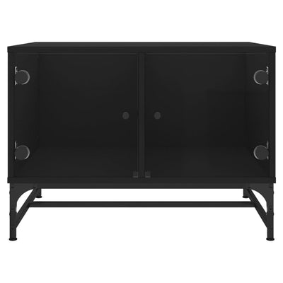 Musta sohvapöytä Iliesiu 68,5x50x50cm (lasiovilla)