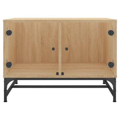 Sonoma tammi sohvapöytä lasiovilla Iliesiu 68,5x50x50cm