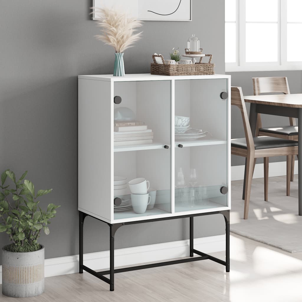 Valkoinen sivukaappi Antonya 69x37x100cm (lasiovilla)