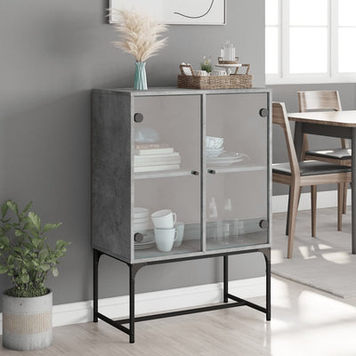 Sivukaappi lasiovilla betoninharmaa 69x37x100 cm