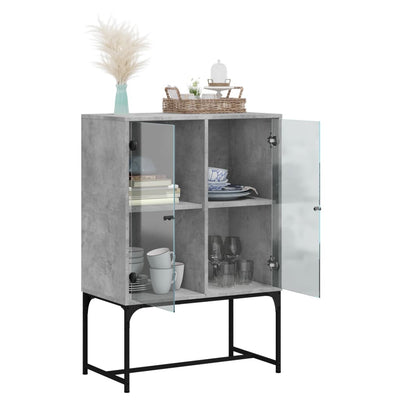 Sivukaappi lasiovilla betoninharmaa 69x37x100 cm
