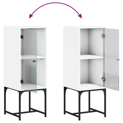 Valkoinen sivukaappi Sandutu 35x37x100cm (lasiovella)