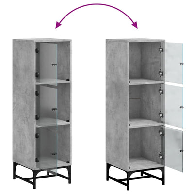 Betoninharmaa kaappi lasiovilla Kayleigh 35x37x120cm