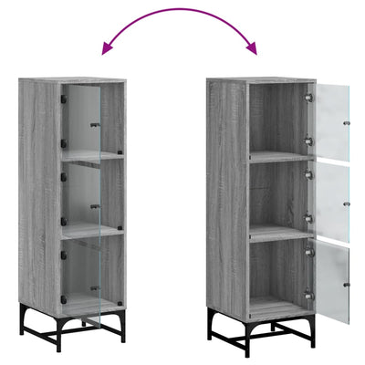 Harmaa kaappi lasiovilla Kayleigh 35x37x120cm