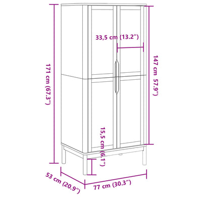 Vaatekaappi FLORO valkoinen 77x53x171 cm täysi mänty