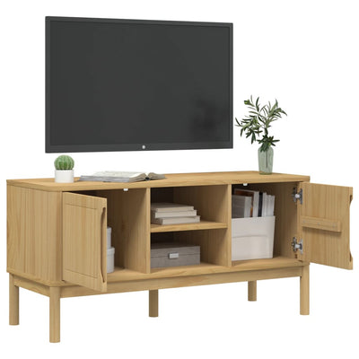 TV-taso FLORO vahanruskea 114x43x55 cm täysi mänty