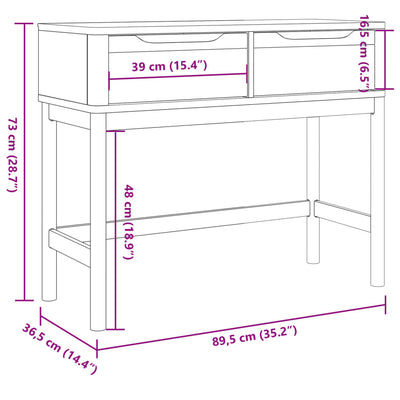 Konsolipöytä FLORO vahanruskea 89,5x36,5x73 cm täysi mänty