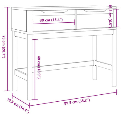Konsolipöytä FLORO harmaa 89,5x36,5x73 cm täysi mänty