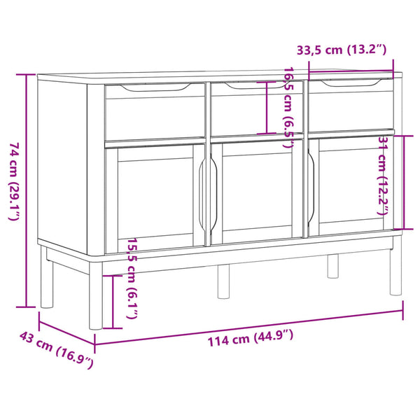 Senkki FLORO harmaa 114x43x74 cm täysi mänty