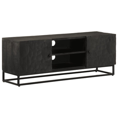 TV-taso musta 110x30x40 cm täysi mangopuu ja rauta