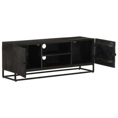 TV-taso musta 110x30x40 cm täysi mangopuu ja rauta