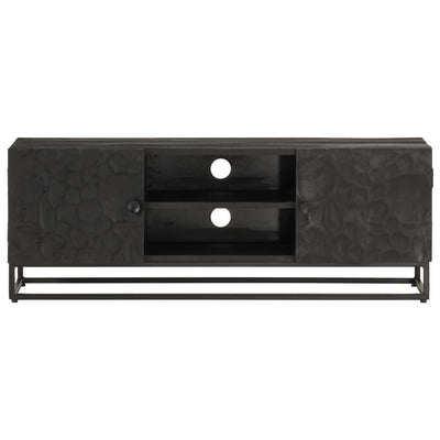 TV-taso musta 110x30x40 cm täysi mangopuu ja rauta