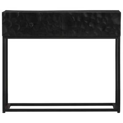 Konsolipöytä musta 90x30x76 cm täysi mangopuu ja rauta