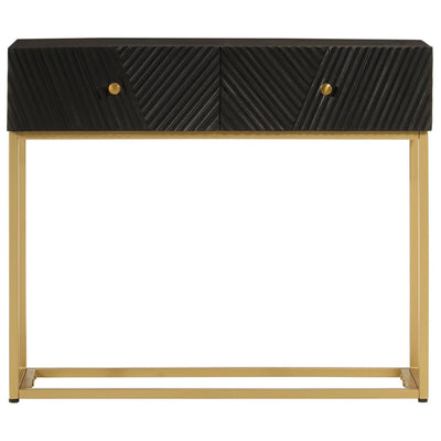 Konsolipöytä musta 90x30x76 cm täysi mangopuu ja rauta