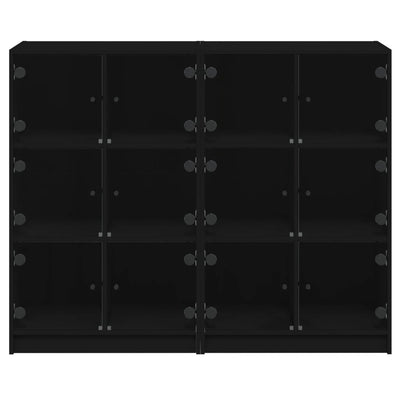 Kirjahylly ovilla musta 136x37x109 cm tekninen puu