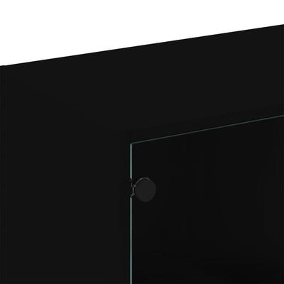 Kirjahylly ovilla musta 136x37x109 cm tekninen puu