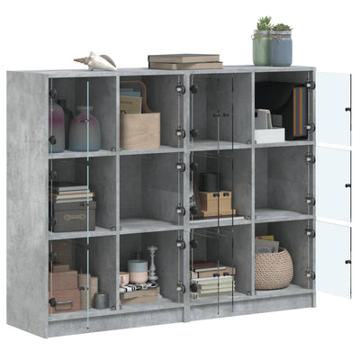 Kirjahylly ovilla betoninharmaa 136x37x109 cm tekninen puu