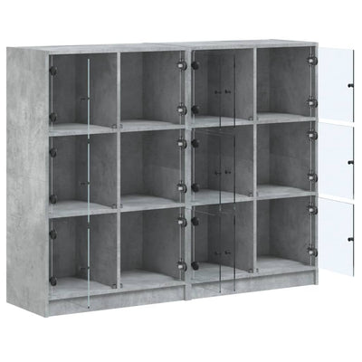 Kirjahylly ovilla betoninharmaa 136x37x109 cm tekninen puu
