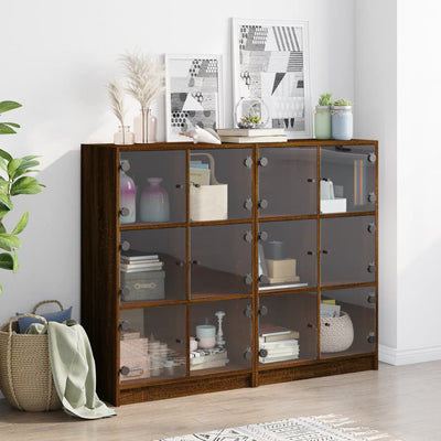 Kirjahylly ovilla ruskea tammi 136x37x109 cm tekninen puu