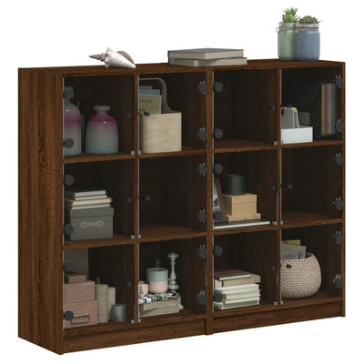 Kirjahylly ovilla ruskea tammi 136x37x109 cm tekninen puu