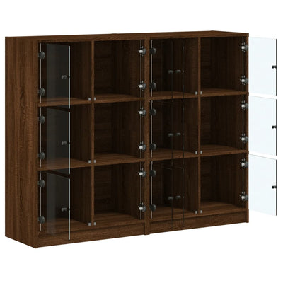 Kirjahylly ovilla ruskea tammi 136x37x109 cm tekninen puu