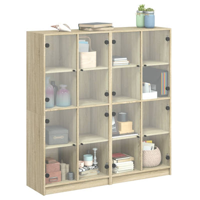 Kirjahylly ovilla Sonoma-tammi 136x37x142 cm tekninen puu