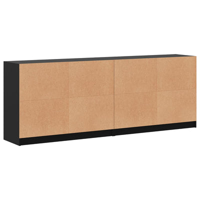 Kirjahylly ovilla musta 204x37x75 cm tekninen puu