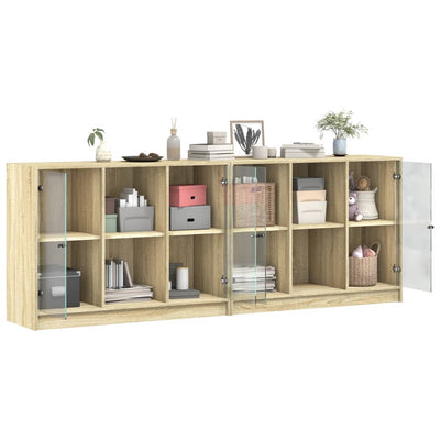 Kirjahylly ovilla Sonoma-tammi 204x37x75 cm tekninen puu