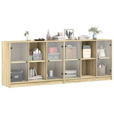 Kirjahylly ovilla Sonoma-tammi 204x37x75 cm tekninen puu