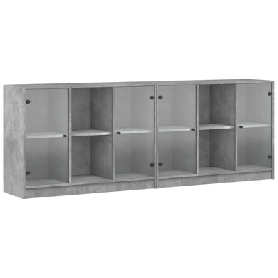 Kirjahylly ovilla betoninharmaa 204x37x75 cm tekninen puu