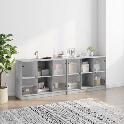 Kirjahylly ovilla betoninharmaa 204x37x75 cm tekninen puu