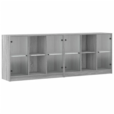 Kirjahylly ovilla harmaa Sonoma 204x37x75 cm tekninen puu