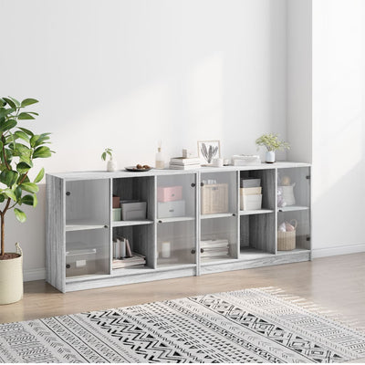 Kirjahylly ovilla harmaa Sonoma 204x37x75 cm tekninen puu